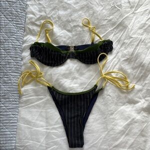 With Jean Pinstripe Bikini